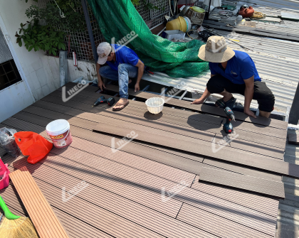 LINECO thi công Sàn gỗ nhựa Composite cho Sàn ban công