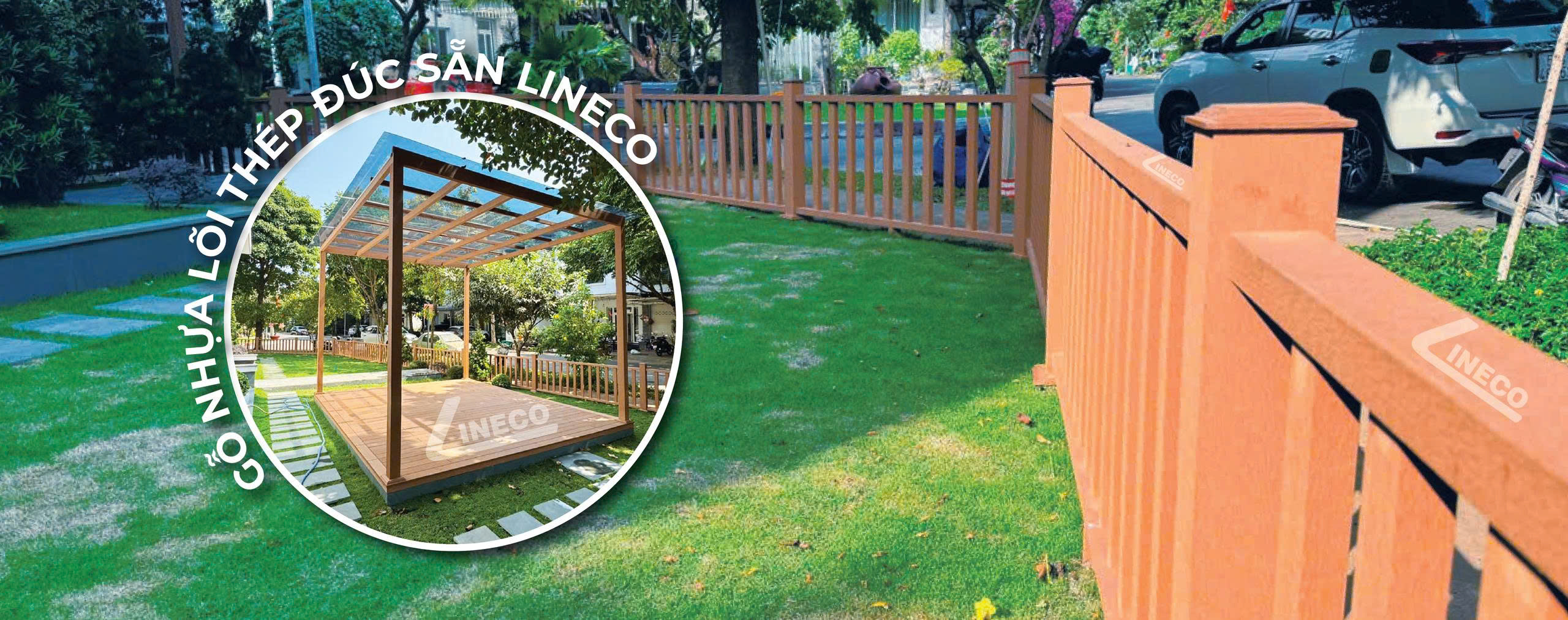 Hàng rào gỗ nhựa lõi thép đúc sẵn