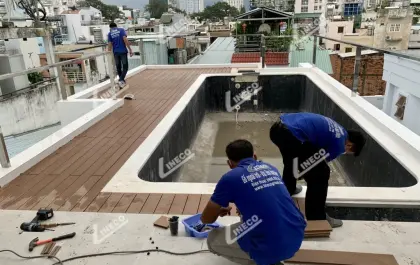 Sàn gỗ nhựa ngoài trời thanh đặc ruột chịu lực cao